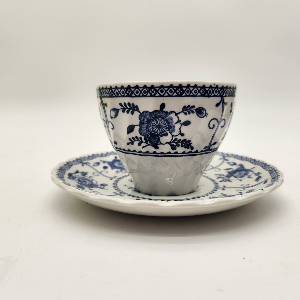 Johnson Brothers Indies Blue Ironstone Cup and Saucer Set Made in England Floral - Picture 7 of 11